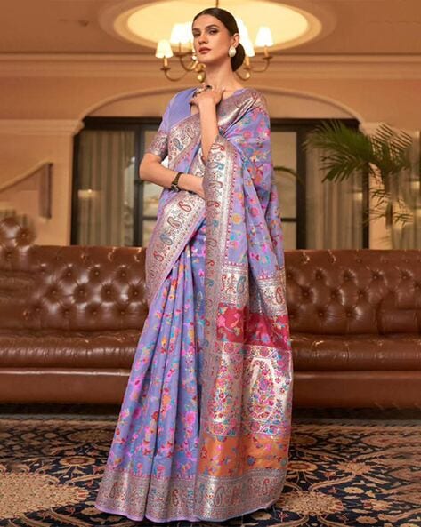 Lavender Silk Saree and Lavender Silk Sari Online Shopping