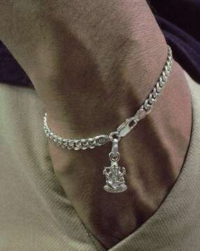 akshat sapphire Silver Curb Bracelet with Ganesh-picture-10