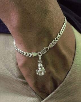 akshat sapphire Sterling Silver Curb Bracelet with Sai Baba-picture-26