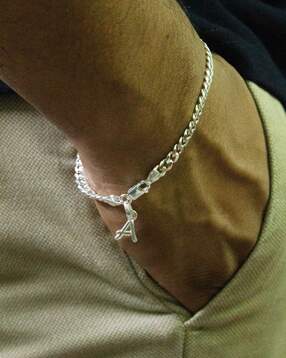 akshat sapphire Silver Curb Bracelet with A Alphabet-picture-10