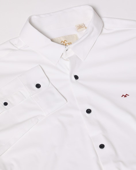 Hollister Logo Oxford Shirt Stretch Slim Fit in White