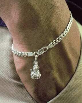 akshat sapphire Silver Curb Bracelet with Charm Ram-picture-26