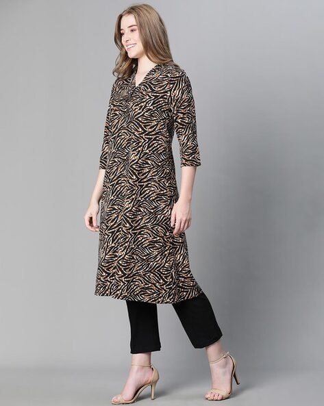 Buy Selvia Crepe Black & Brown Animal Print Dress Online at Best Prices in  India - JioMart.