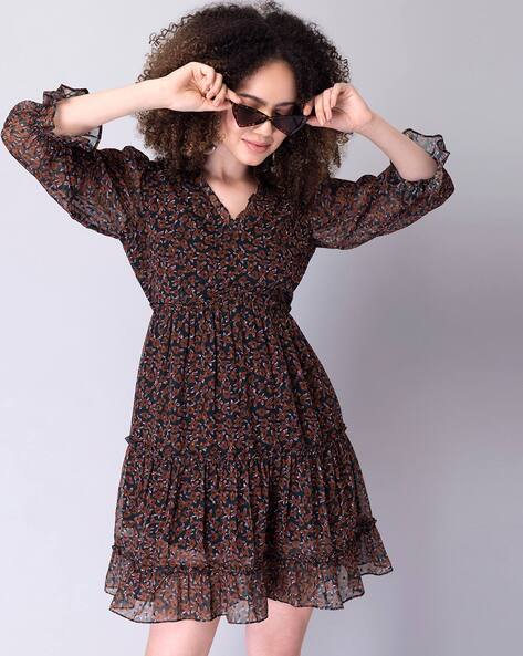 Buy Brown Dresses for Women by FABALLEY Online | Ajio.com