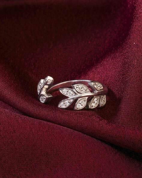 Svan Women Sterling Silver Zircon Leaf Ring