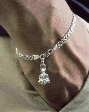 Silver Curb Bracelet with Hanuman-image-24
