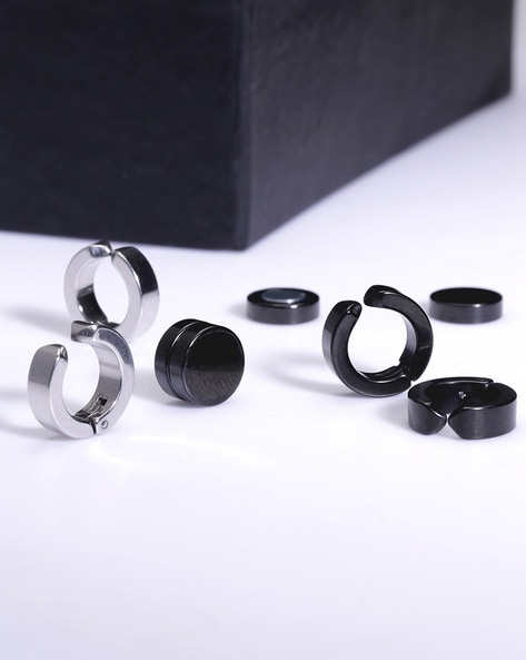 1 Pairs/6 Pairs Of Magnetic Stud Earrings Men And Women Black CZ Magnet  Non-piercing Clip Earring Set Round Black Steel - AliExpress