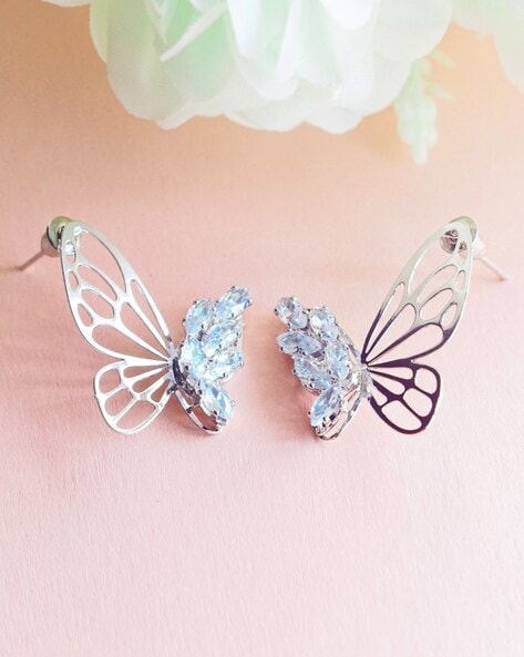 AnnBabic Butterfly Earrings for Women - CZ Pave Half India | Ubuy