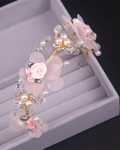Yellow Chimes Gold-Plated Pearl-Beaded Hair Band
