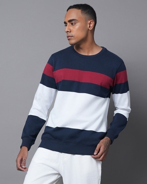 Striped crew neck outlet sweatshirt mens