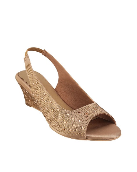 Buy Gold Heeled Sandals for Women by Mochi Online