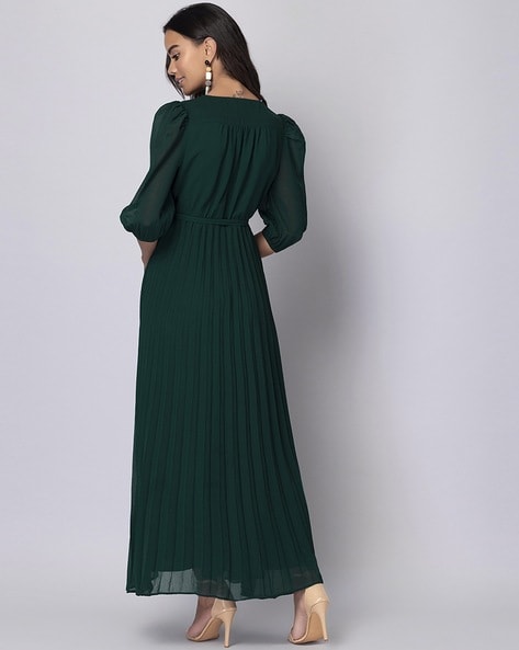 Buy ZINK LONDON Green Embellished Polyester V Neck Women's Maxi Dress |  Shoppers Stop