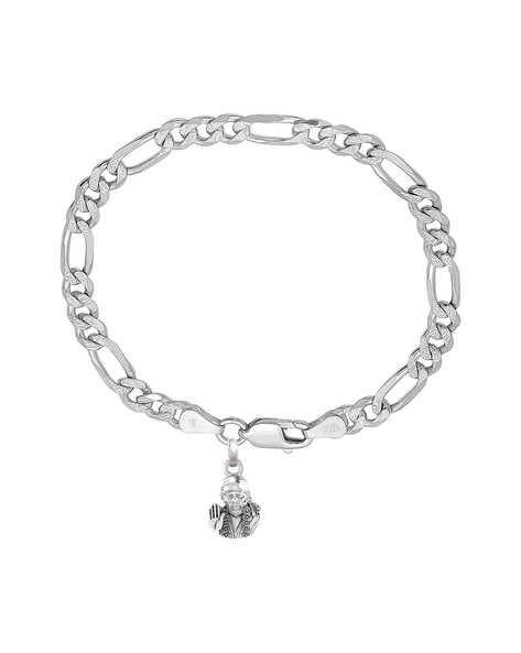 Silver Figaro Bracelet with Sai Baba Silver Figaro Bracelet with Sai Baba