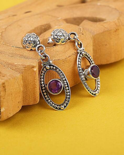 Silver Amethyst Earrings - 66 | Smkstore