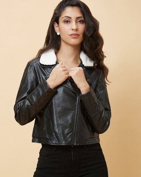 Ladies Jackets Biker Jacket Cropped Philipp Plein Rock-stud