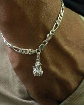 akshat sapphire Sterling Silver Figaro Bracelet with Charm Ram-picture-53