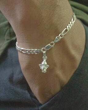 Silver Figaro Bracelet with Ganesh-image-25