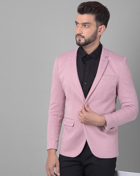 Mens slim fit hot sale pink blazer