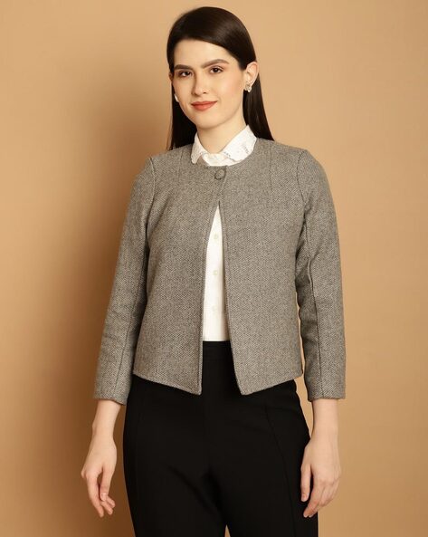 Round hot sale neck blazer