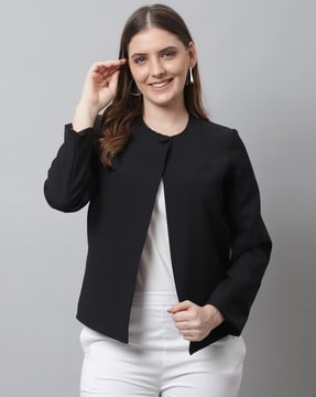 Round neck clearance blazer