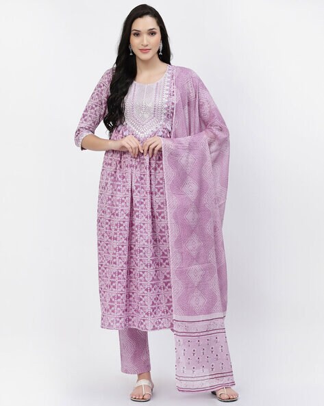 Women Embroidered & Embellished Kurta Set with Dupatta Price in India