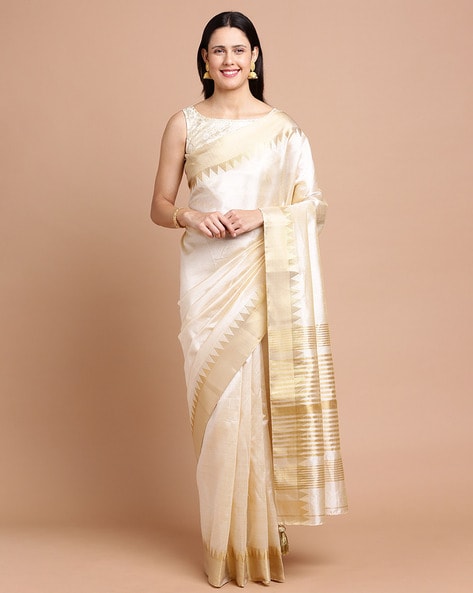 Kalyan Silks Kottayam White Sarees