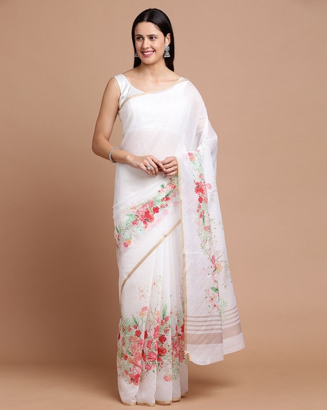 Kalyan Silks Kottayam White Sarees