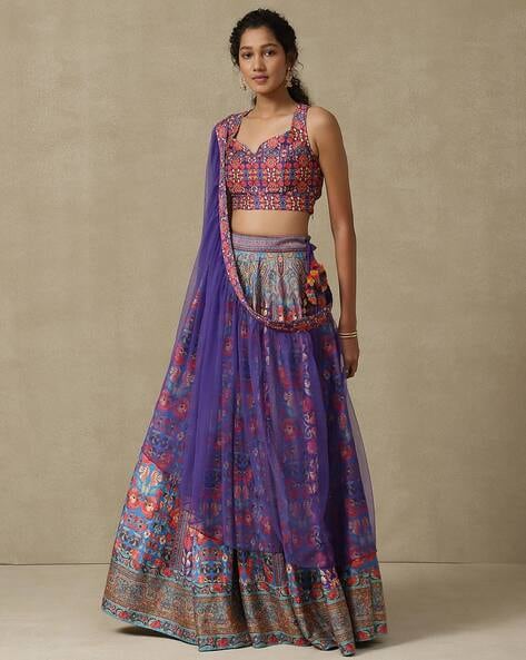 Buy Coral & Orange Sana Embroidered Silk Lehanga Set Online - RI.Ritu Kumar  International Store View