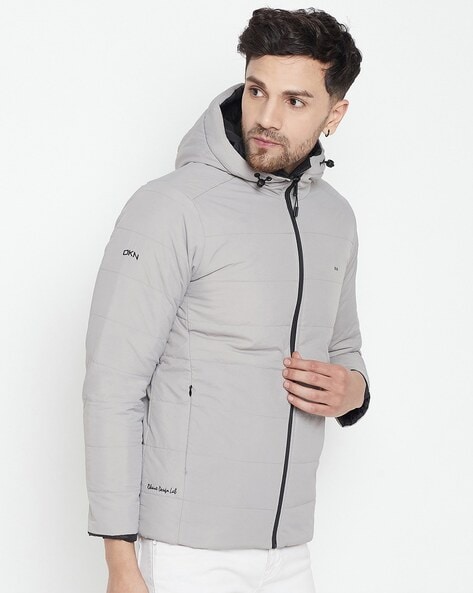 Mens grey cheap hooded jacket