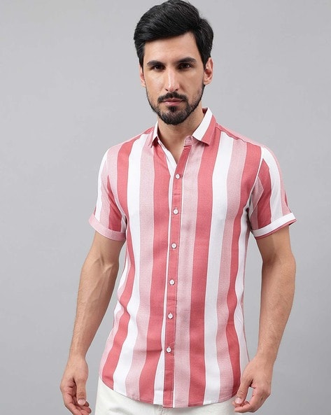 Pink striped shirt clearance mens