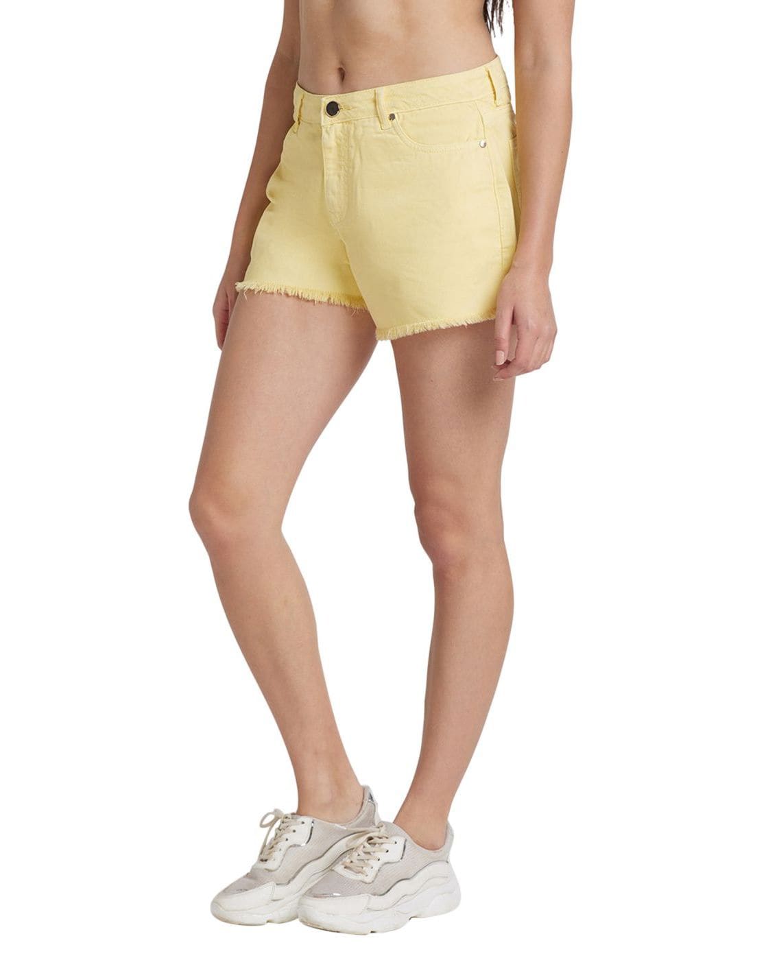 Slim Denim shorts - Light yellow - Ladies | H&M IN