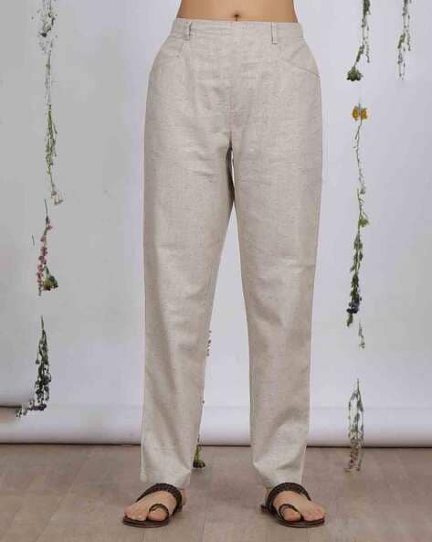 Women Tapered Fit Pants with Elasticated Waist Price in India
