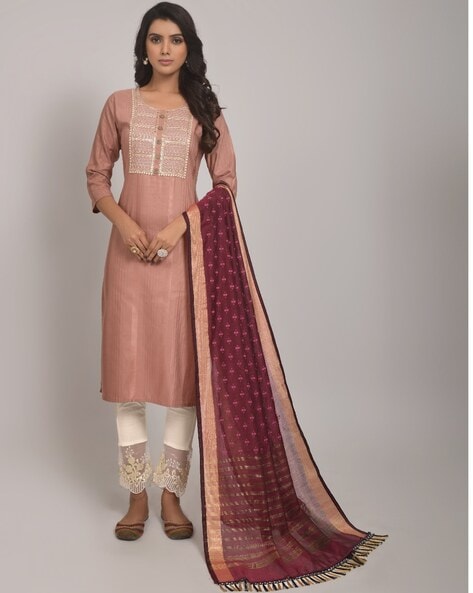 Embroidery Straight Kurta Set Price in India