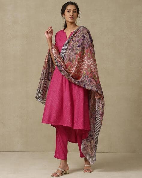 Aarke Ritu Kumar Striped High-Low Flared Kurta Suit Set