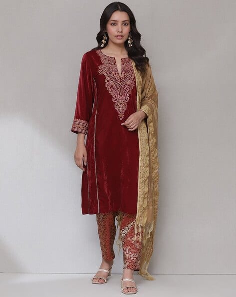 Aarke Ritu Kumar Embroidered Straight Kurta Suit Set