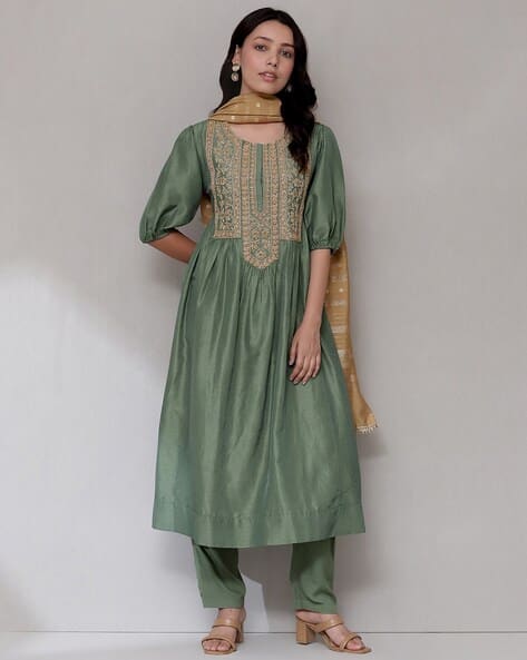 Aarke Ritu Kumar Embroidered Kurta with Pants & Dupatta