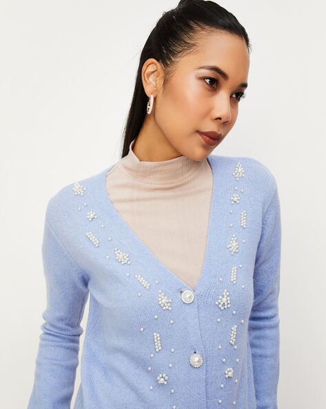 Buy Blue Sweaters & Cardigans for Women by MAX Online | Ajio.com