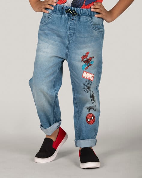 Boy Cartoon Print Jogger Jeans 