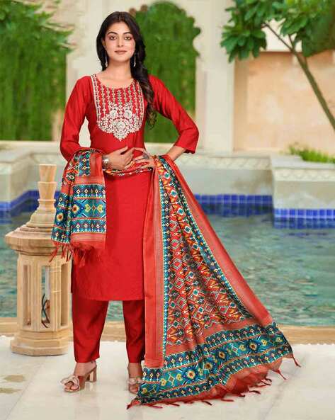New Best Red Color Fancy Punjabi Suit For Party Wear