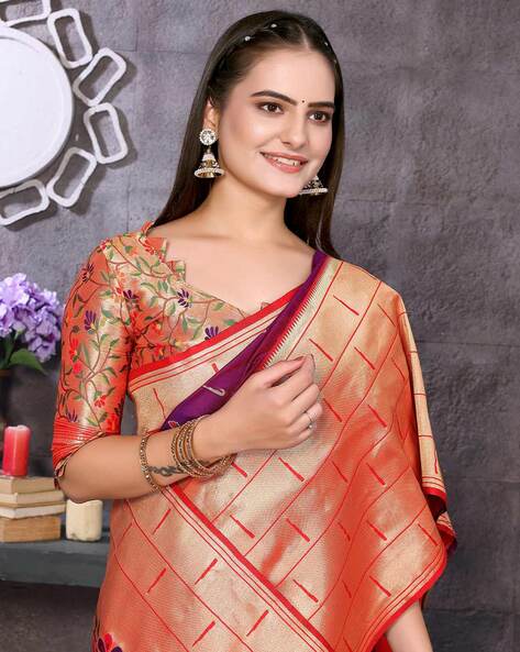 Paithani Saree Blouse Designs Banarasi Saree Pattern New