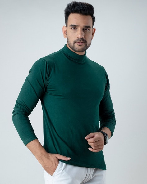 Green turtle neck men hotsell