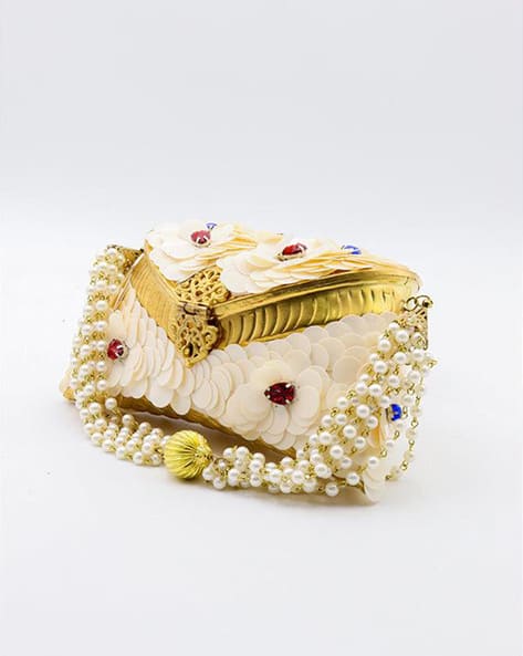 Embellished Clutch with Detachable Chain Strap