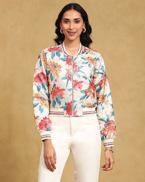 Amazon.com: SEAOPEN Womens Bomber Jacket Plus Size Zip up Tops Casual Floral  Print Pocketed Outerwear Long Sleeve Stand Collar Jacket : Clothing, Shoes  & Jewelry