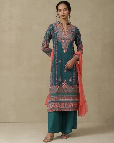 Aarke Ritu Kumar Floral Print Straight Kurta Suit Set