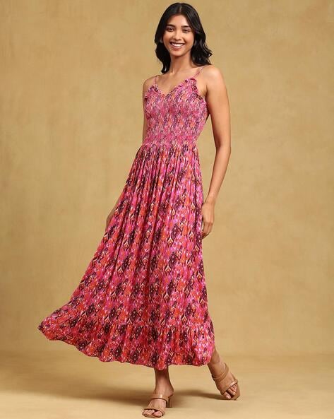 Buy Label Ritu Kumar Women Blue Printed Maxi Dress - Dresses for Women  8113927 | Myntra