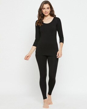 Buy online Black Cotton Thermal from innerwear & thermals for Women by Rupa  for ₹589 at 2% off