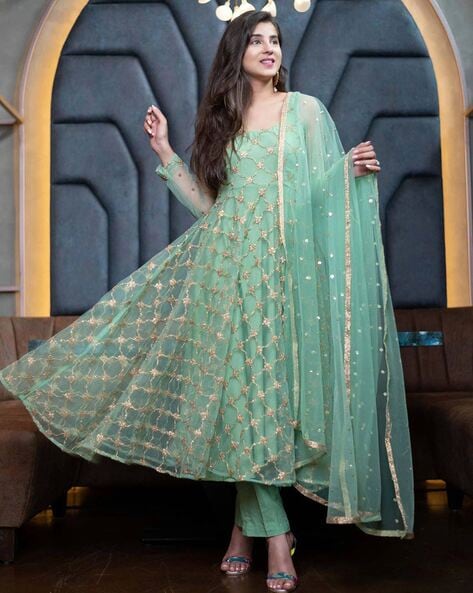 Delightfull Dark Green Color With Jacket Long Anarkali Semi Stitched  Gown_Swagat Collection 5908 - RJ Fashion