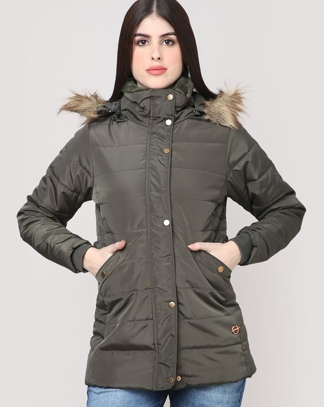 Buy Women Olive Solid Casual Jacket Online - 764130 | Van Heusen