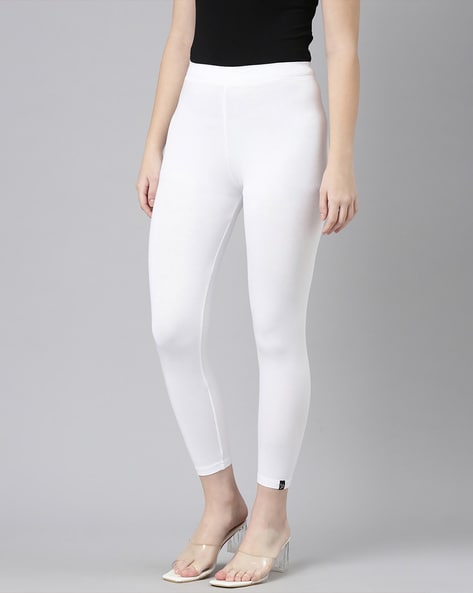Buy YOZO Women's Cotton Lycra Ankle Length Pocket Leggings White at  Amazon.in