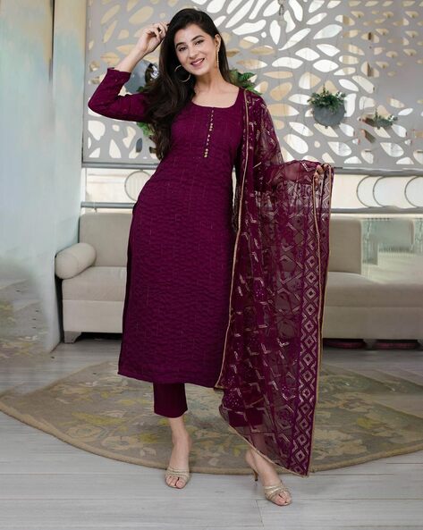 Purple Color Dress Material Crafted On Cotton Fabric at Rs 550 | Unstitched  Cotton Dress Material in Surat | ID: 12540307373